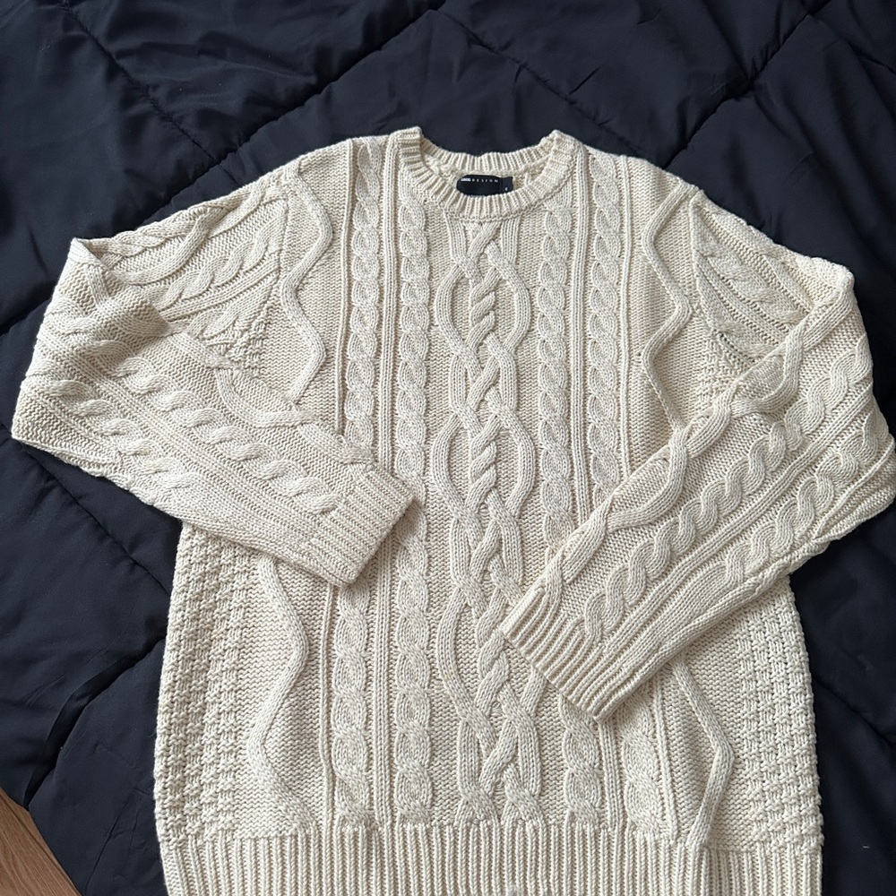 ASOS Men's Beige Cable Knit Sweater